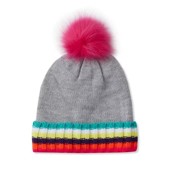 Kids Fleece Lined Pom Hat - primary