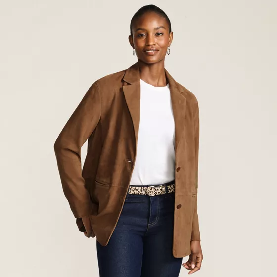 Women's Suede Boyfriend Blazer - primary
