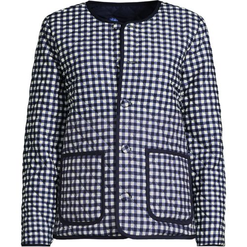  Lands' End Kragenlose Featherfree Wende-steppjacke Gemustert, Damen, Größe:36-38 Regular, Blau, Polyester, By Lands' End 