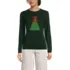Women's Fine Gauge Placed Jacquard Crew Neck Sweater, Front