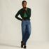 Women's Fine Gauge Placed Jacquard Crew Neck Sweater, alternative image