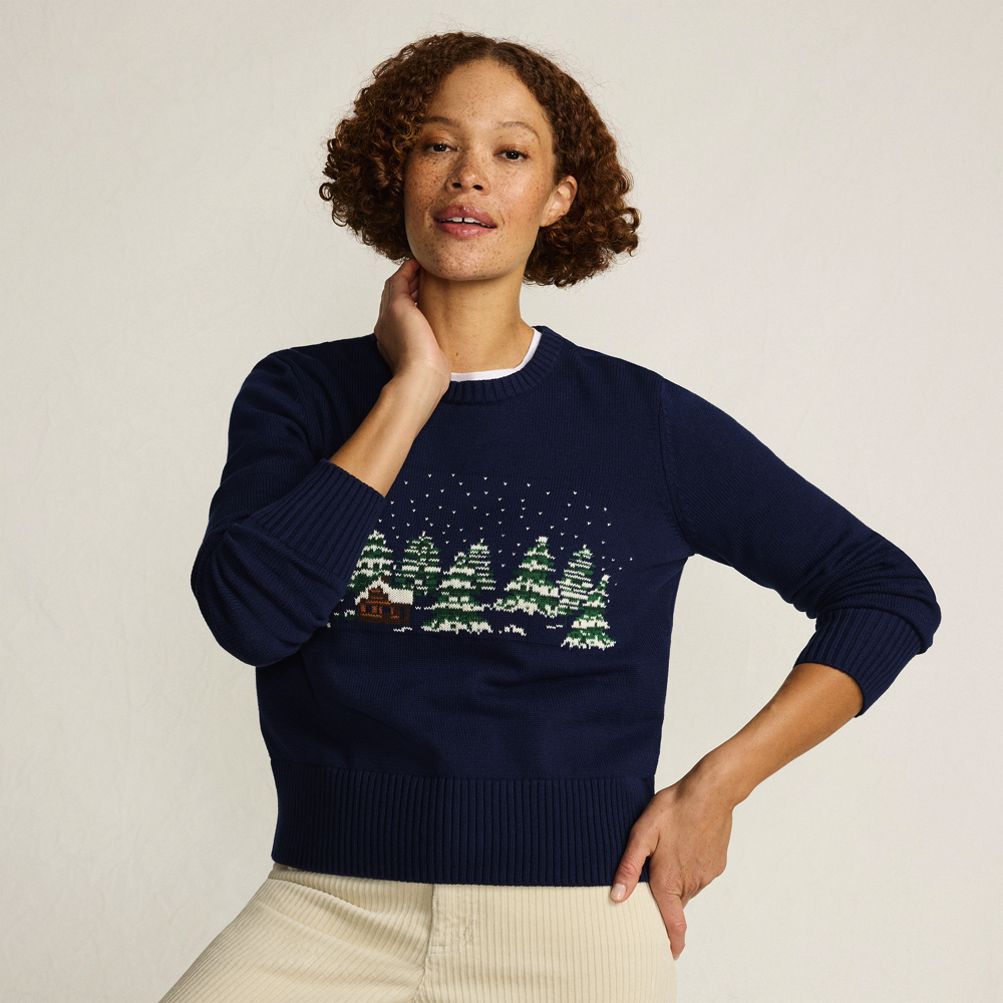 Women's Drifter Modern Jacquard Crew Neck Sweater | Lands' End