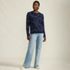 Women's Fine Gauge Cotton All Over Jacquard Crew Neck Sweater, alternative image