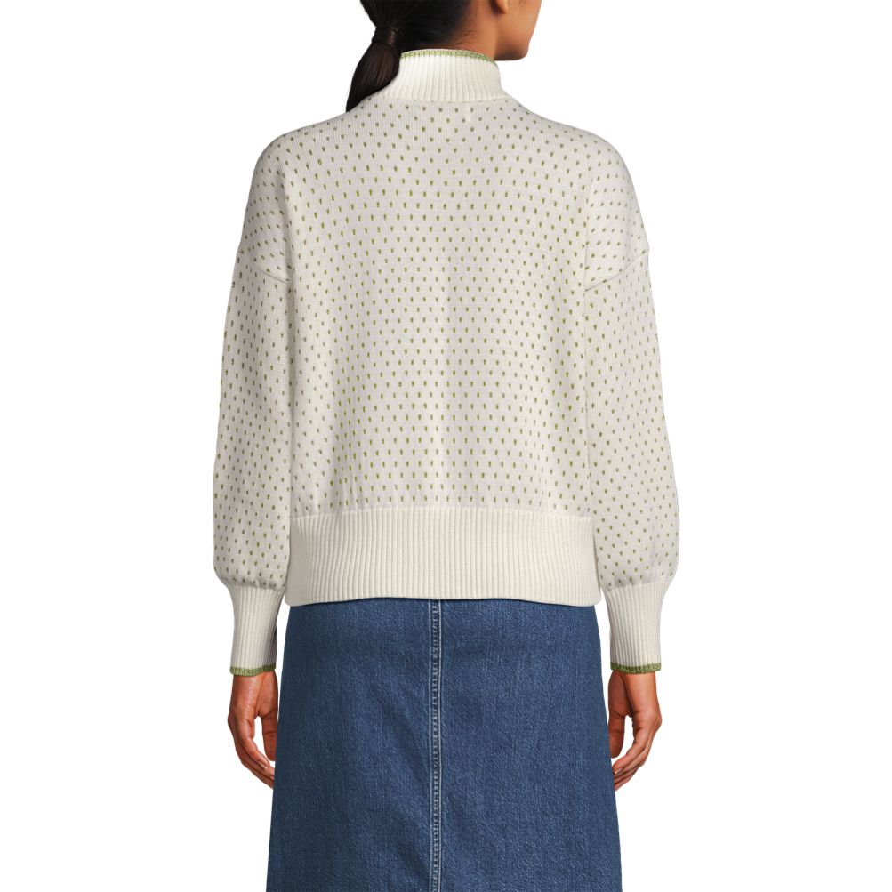 Women's Drifter Floatback Jacquard Quarter Zip Sweater | Lands' End