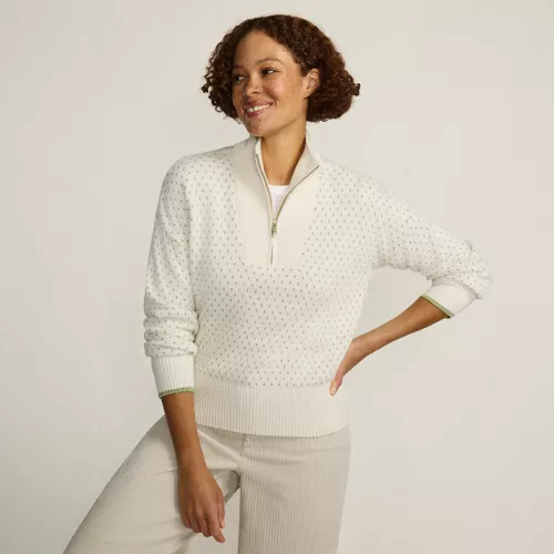 Women's Drifter Floatback Jacquard Quarter Zip Sweater, alternative image
