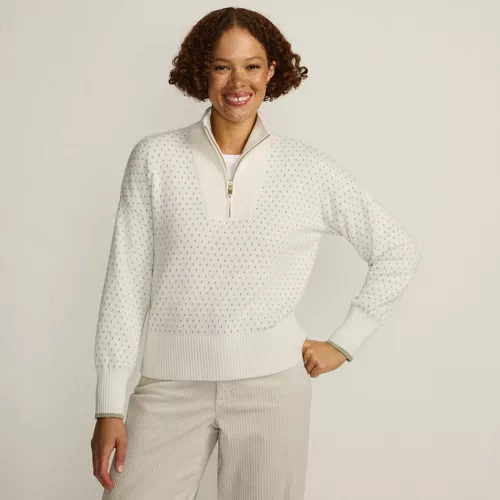 Women's Drifter Floatback Jacquard Quarter Zip Sweater, Front