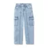 Girls Denim Cargo Wide Leg Jeans, alternative image