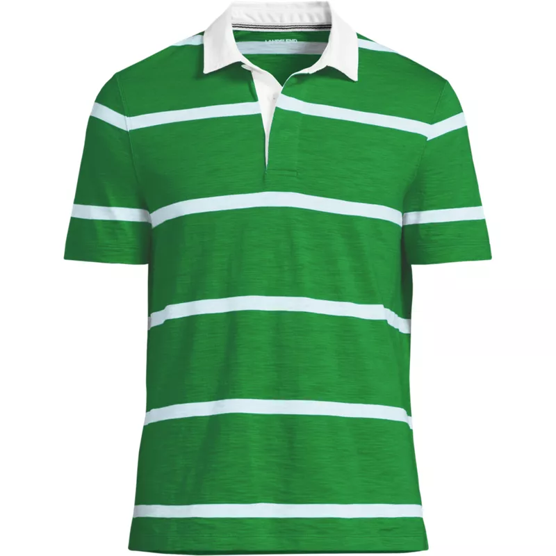 Men's Short Sleeve Lightweight Slub Rugby Polo, Front