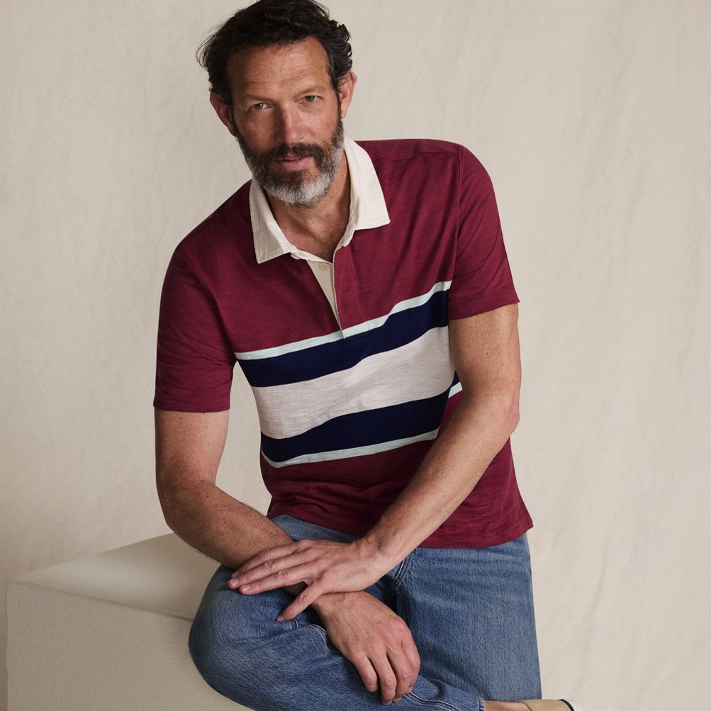 Men's Short Sleeve Lightweight Slub Rugby Polo | Lands' End