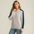 Women's Long Sleeve Waffle Colorblock Quarter Zip Pullover, Front