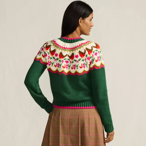 Women's Lofty Fair Isle Cardigan Sweater, Back