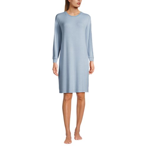  Lands' End Silky Knit Nachthemd Gestreift, Damen, Größe:36-38 Regular, Blau, Polyester/viskose/polyester-mischung, By Lands' End 
