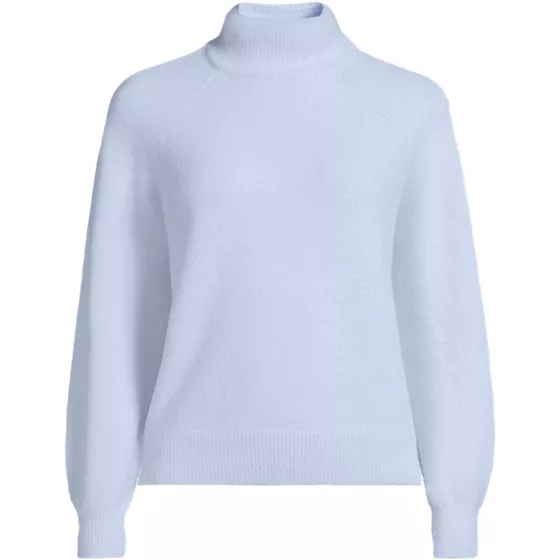 Women's Plus Size Fuzzy Turtleneck Lantern Sleeve Sweater - primary