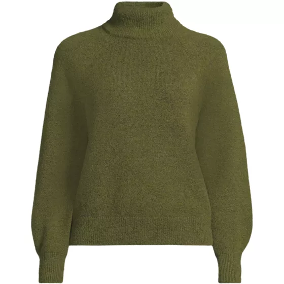 Women's Fuzzy Turtleneck Lantern Sleeve Sweater - primary