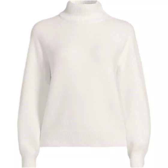 Women's Fuzzy Turtleneck Lantern Sleeve Sweater - primary