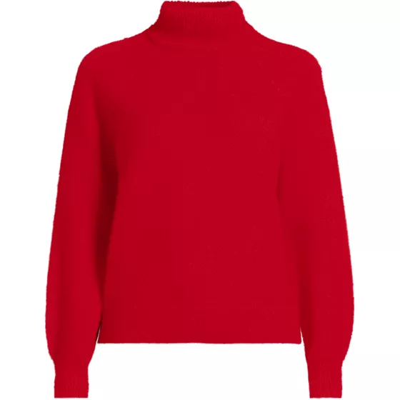 Women's Fuzzy Turtleneck Lantern Sleeve Sweater - primary