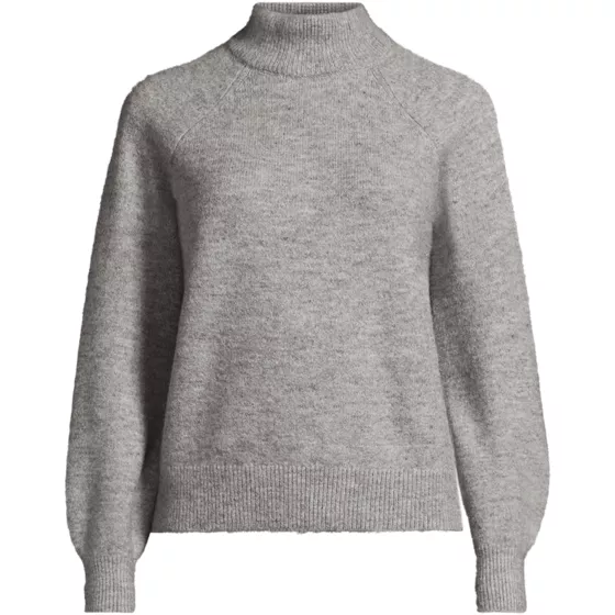 Women's Fuzzy Turtleneck Lantern Sleeve Sweater - primary