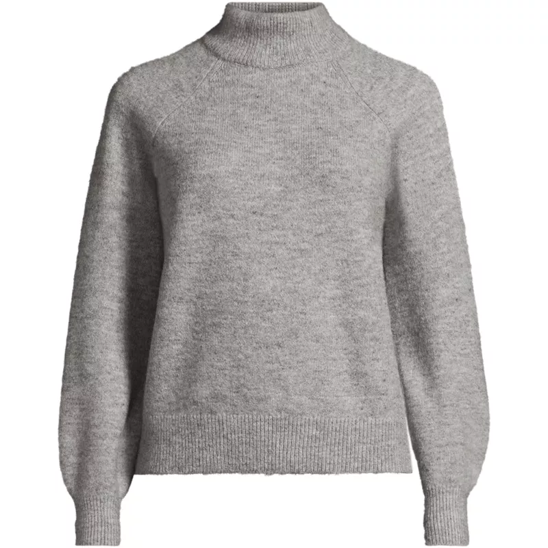 Women's Fuzzy Turtleneck Lantern Sleeve Sweater, Front