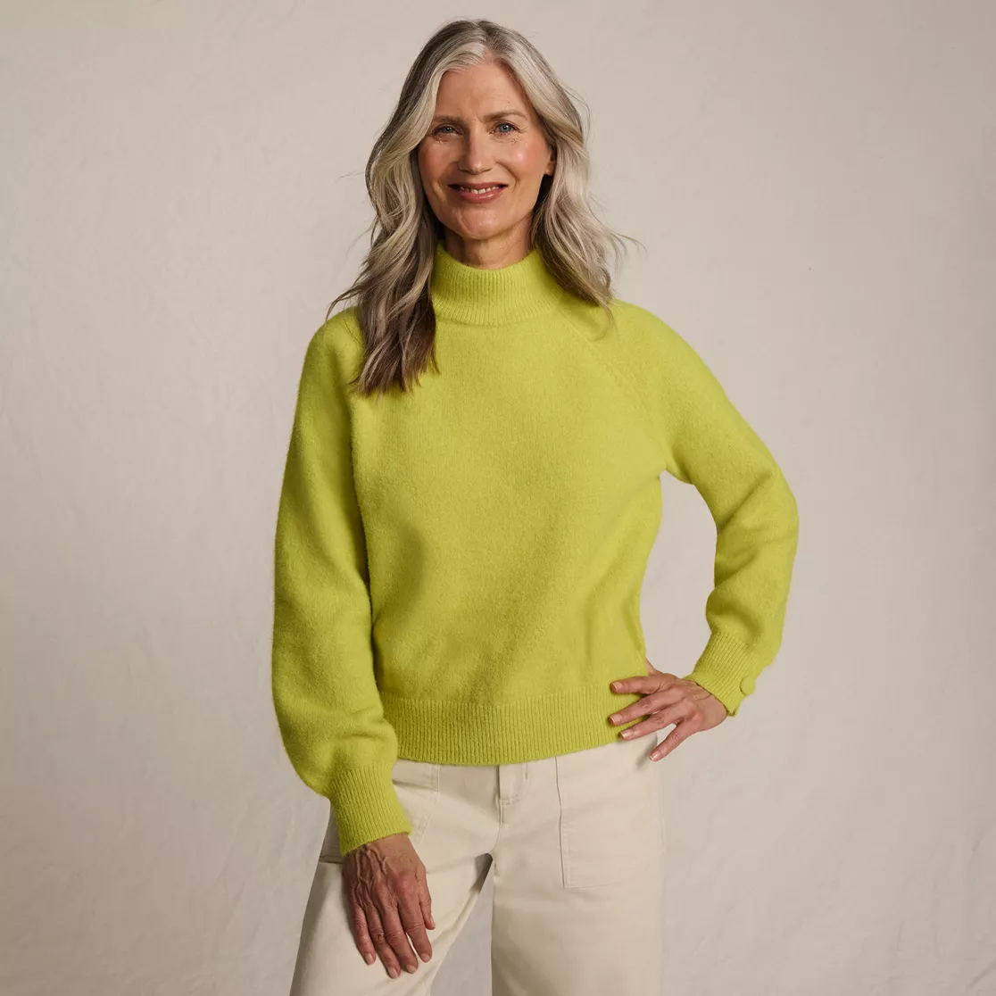 Women's Fuzzy Turtleneck Lantern Sleeve Sweater