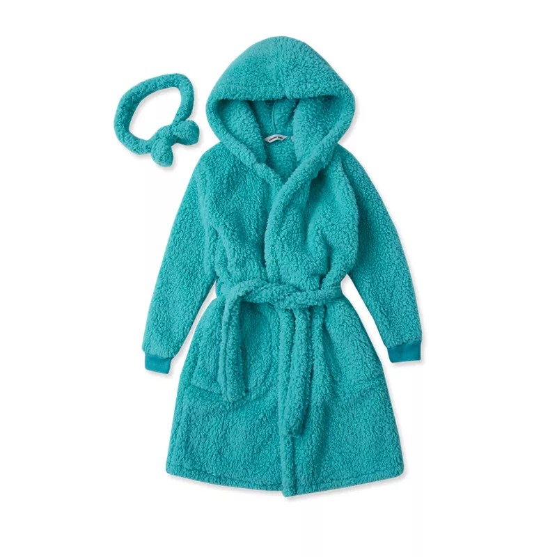 Kids Sherpa Plush Hooded Robe and Headband, alternative image