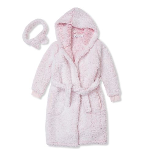 Kids Sherpa Plush Hooded Robe and Headband - Lands End - Pink - 16 43$