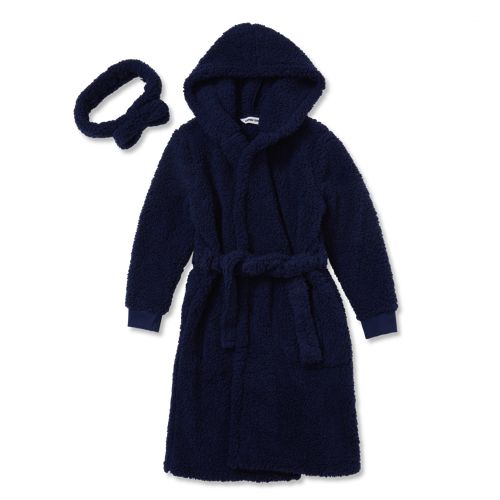 Kids Sherpa Plush Hooded Robe and Headband - Lands End - Blue - 20 41$