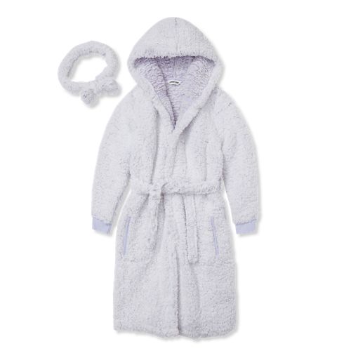 Kids Sherpa Plush Hooded Robe and Headband - Lands End - Purple - 14 41$