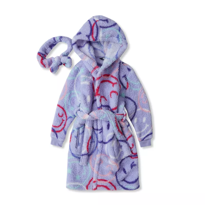 Kids Sherpa Plush Hooded Robe and Headband, alternative image