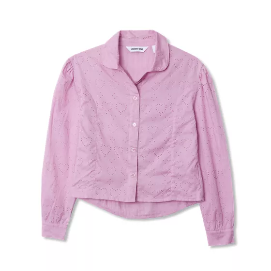 Girls Long Sleeve Woven Hearts Top - primary