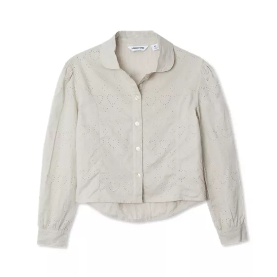 Girls Long Sleeve Woven Hearts Top - primary
