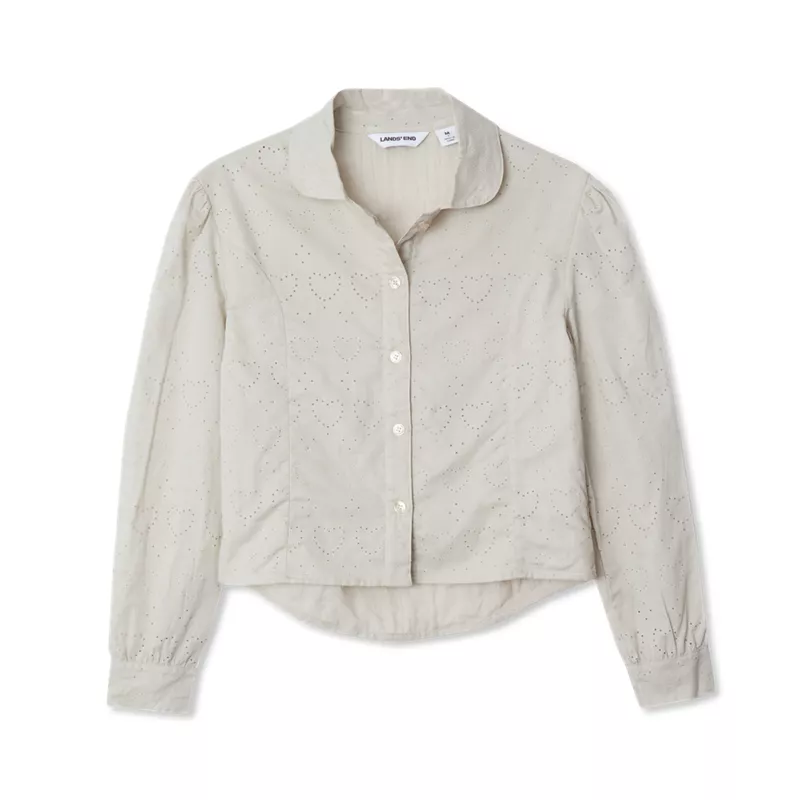 Girls Long Sleeve Woven Hearts Top, alternative image