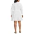 Women's Plus Size Embroidered Poplin Button Front Dress with Godets, Back