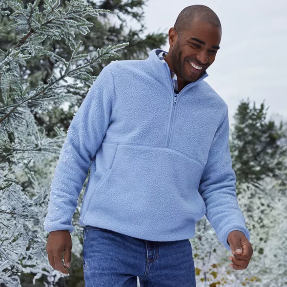 Men's Half Zip Sherpa Fleece Pullover - primary