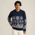 Men's Long Sleeve Holiday Snowflake Crewneck Sweater, Front