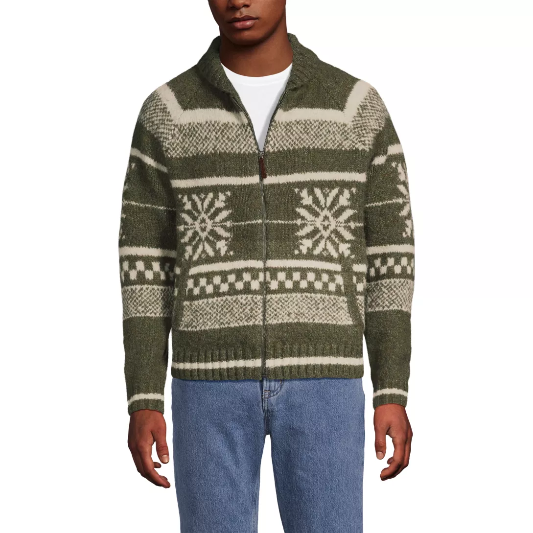 Men's Long Sleeve Wool Blend Full Zip Cardigan