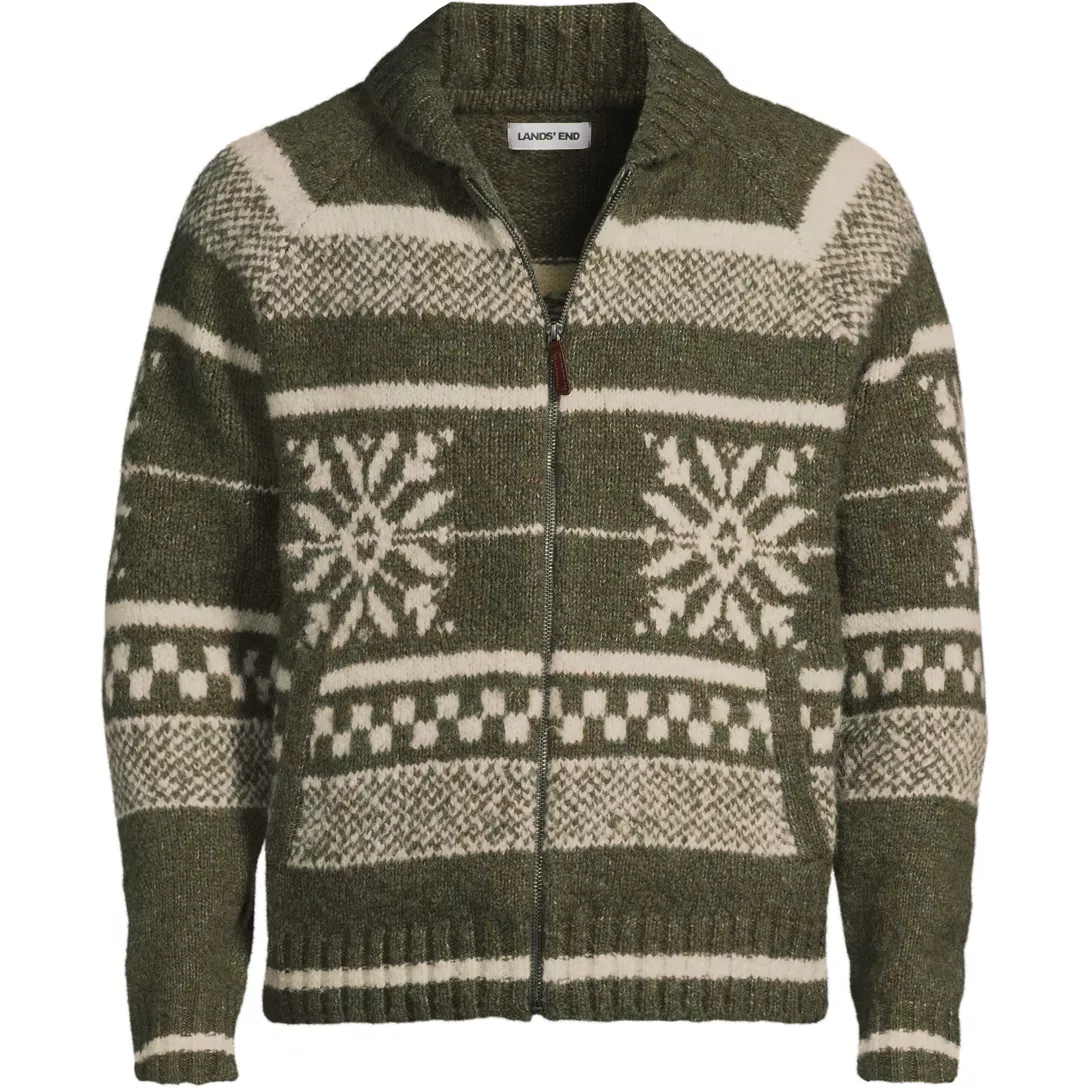 Men's Long Sleeve Wool Blend Full Zip Cardigan