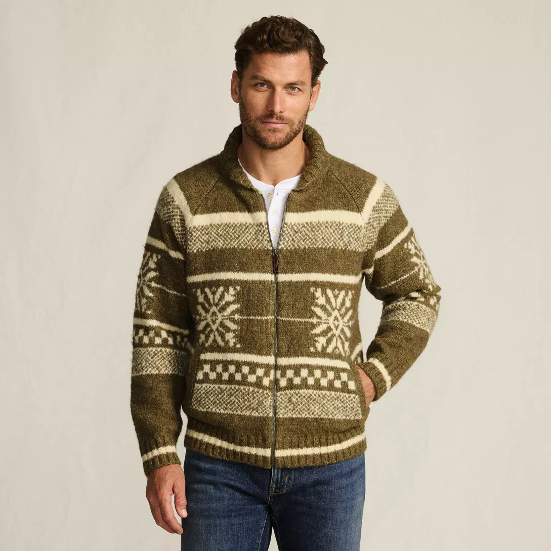 Men's Long Sleeve Wool Blend Full Zip Cardigan