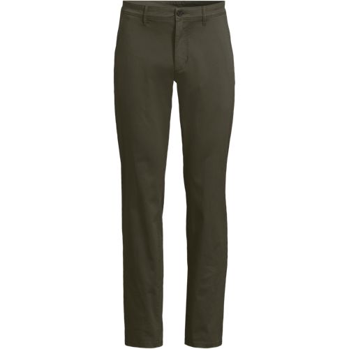 Stretch Chinos, Slim Fit, Men, size: 33 28, regular, Green, Cotton/Cotton-blend, by Lands' End