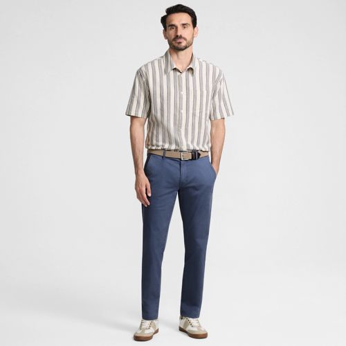 Stretch Chinos, Slim Fit, Men, size: 33 34, regular, Blue, Cotton/Cotton-blend, by Lands' End