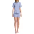 Women's Poplin 2 Piece Pajama Set - Short Sleeve Shirt and Shorts, Front