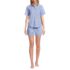 Women's Poplin 2 Piece Pajama Set - Short Sleeve Shirt and Shorts, Front