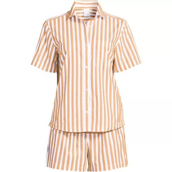 Women's Poplin 2 Piece Pajama Set - Short Sleeve Shirt and Shorts - primary