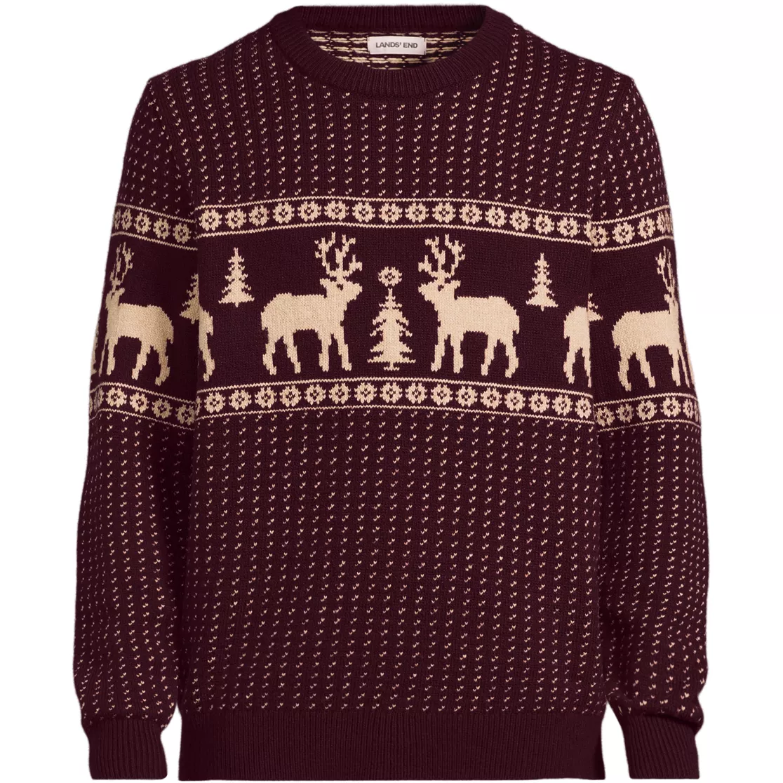 Men's Long Sleeve Holiday Birdseye Crewneck Sweater