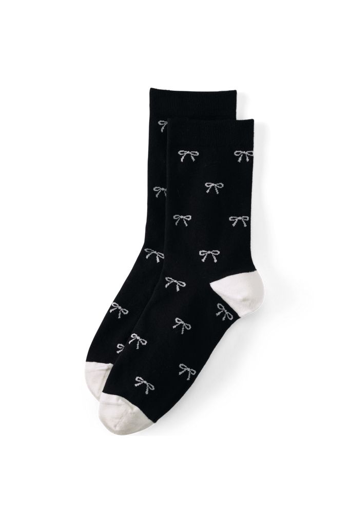 Women's Novelty Crew Socks 1 Pack - Lands' End - Black