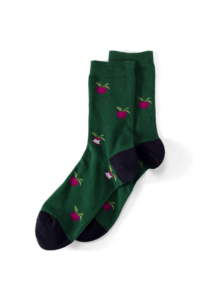 Lands' End Women's Novelty Crew Socks 1 Pack In Green