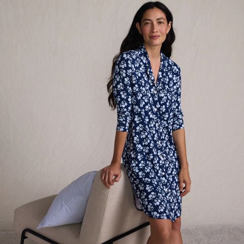 Women's Cotton Interlock Long Sleeve Above the Knee Nightgown