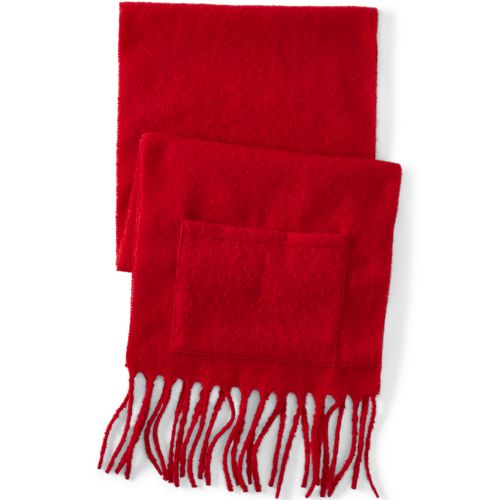 Long Brushed Scarf With Fringe, Women, size: one size, regular, Red, Polyester, by Lands' End