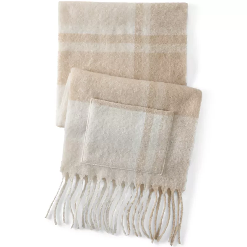 Women's Brushed Blanket Fringe Scarf, Front