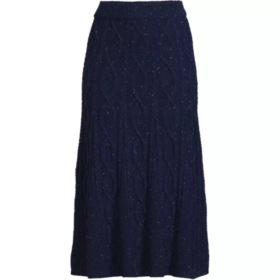 Women's Cozy Lofty Cable Fluted Midi Sweater Skirt - primary