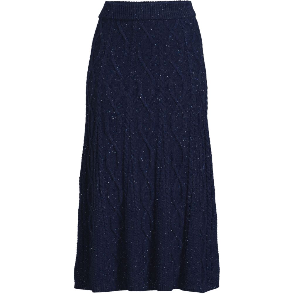 Women's Cozy Lofty Cable Fluted Midi Sweater Skirt | Lands' End